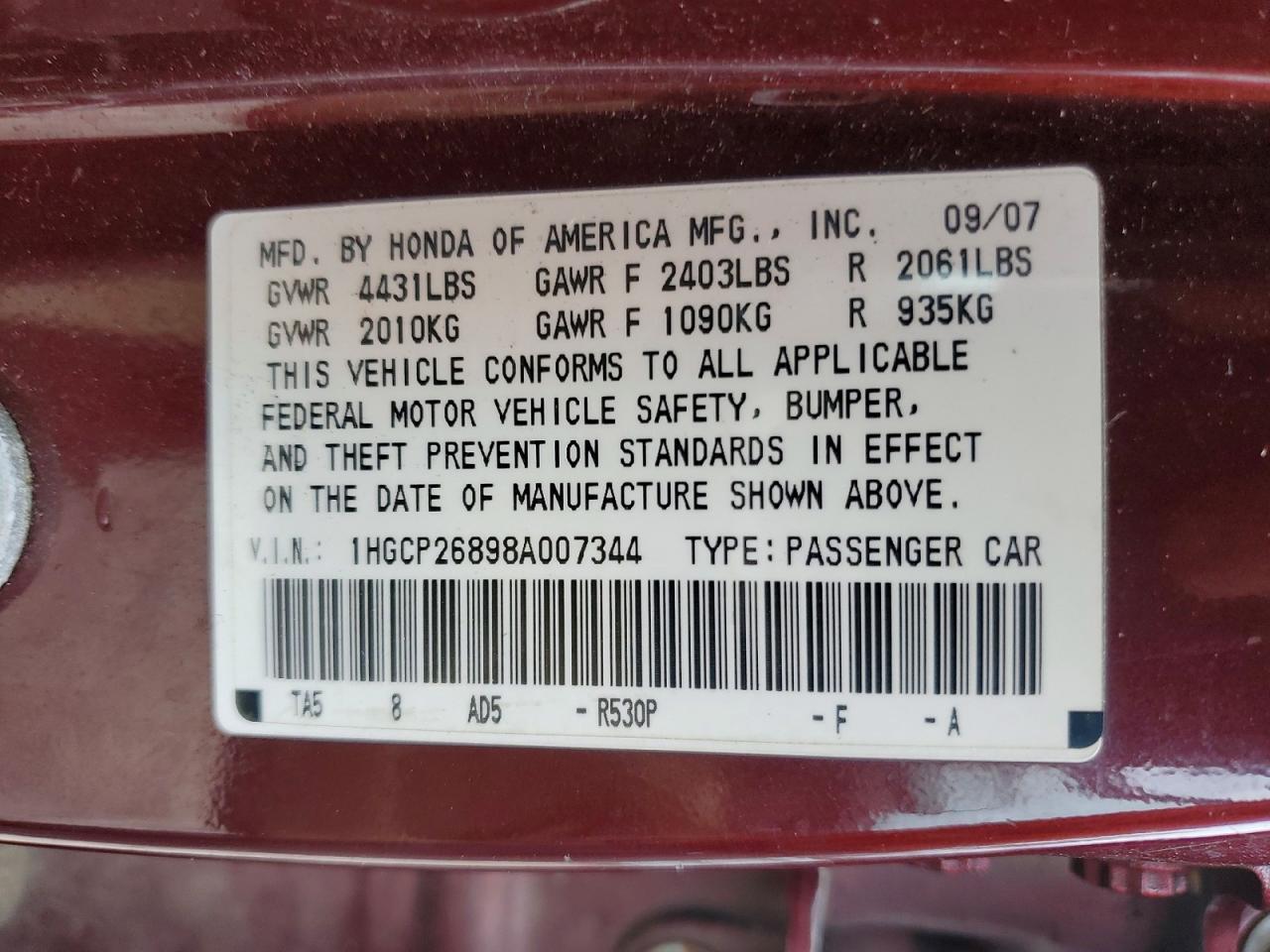 2008 HONDA ACCORD