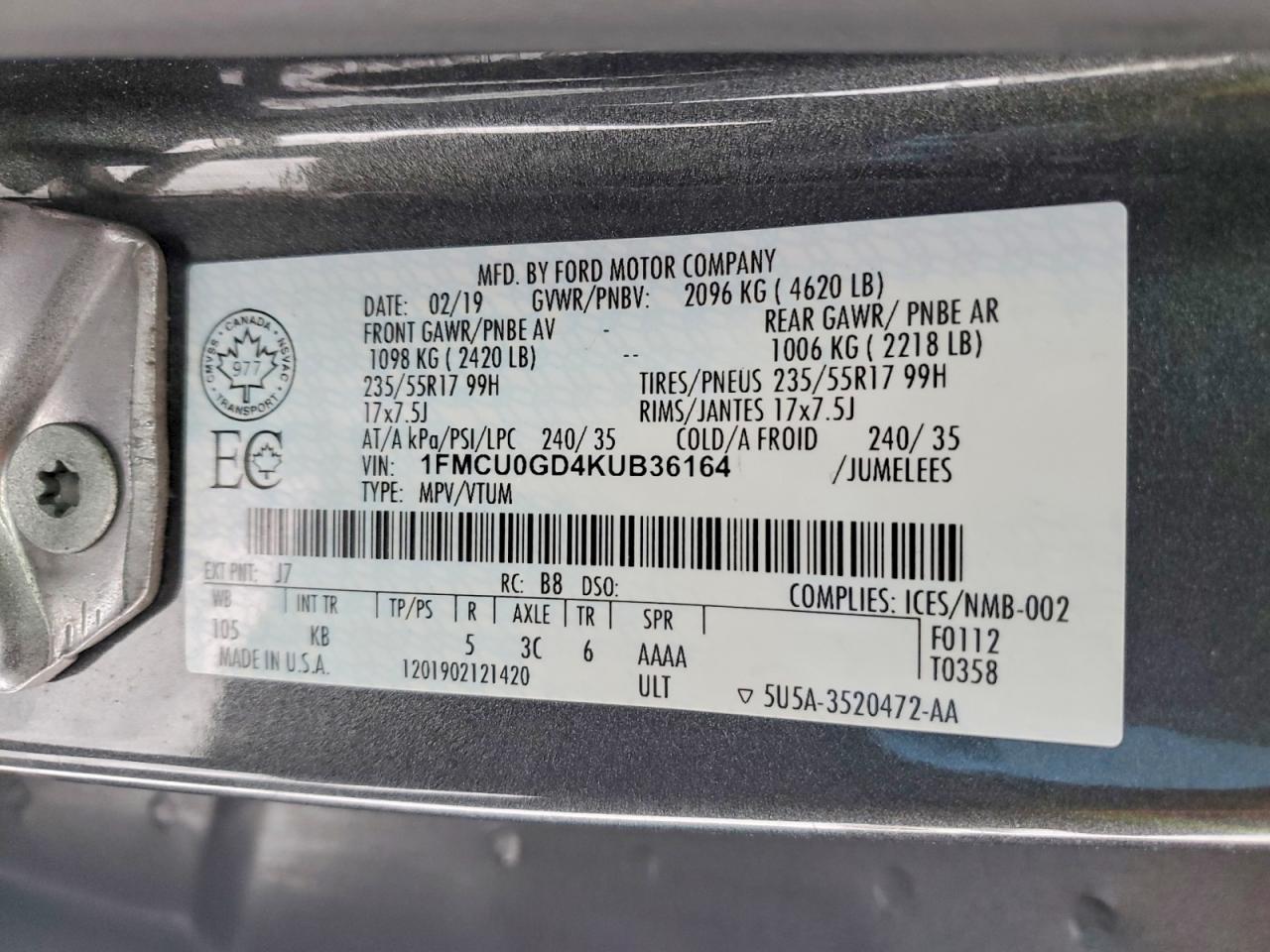 2019 FORD ESCAPE