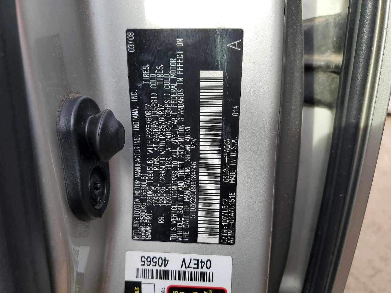 2008 TOYOTA SIENNA
