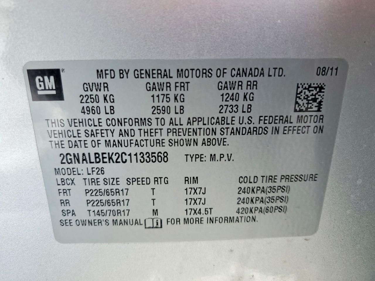 2012 CHEVROLET EQUINOX