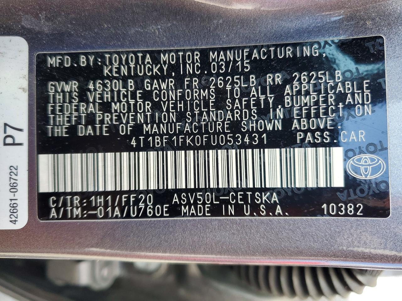 2015 TOYOTA CAMRY