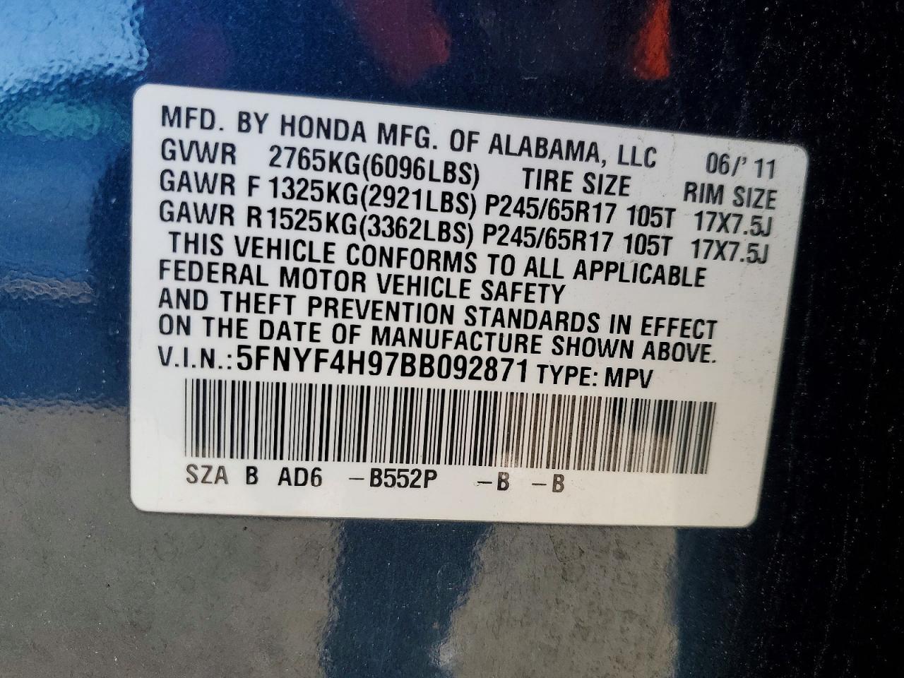 2011 HONDA PILOT
