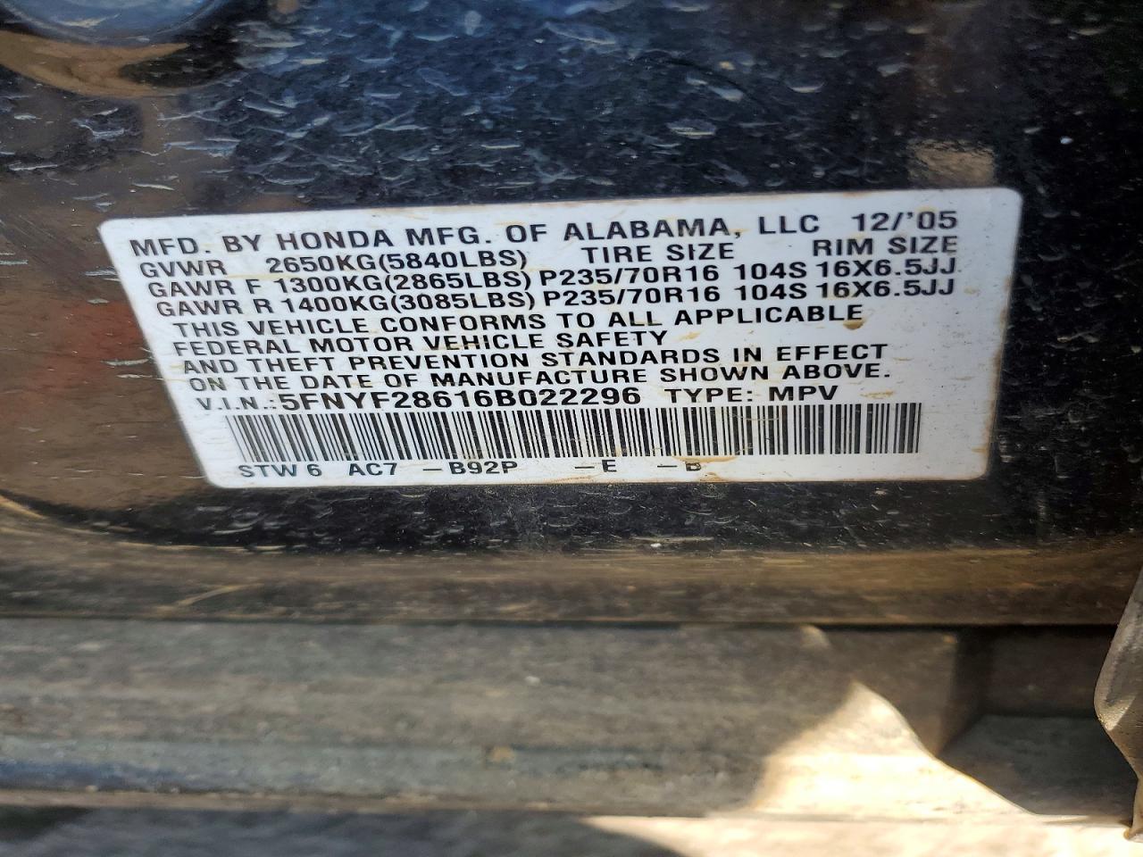 2006 HONDA PILOT