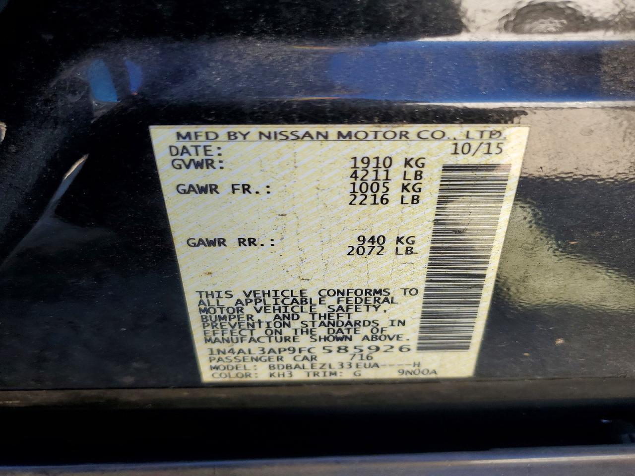 2015 NISSAN ALTIMA