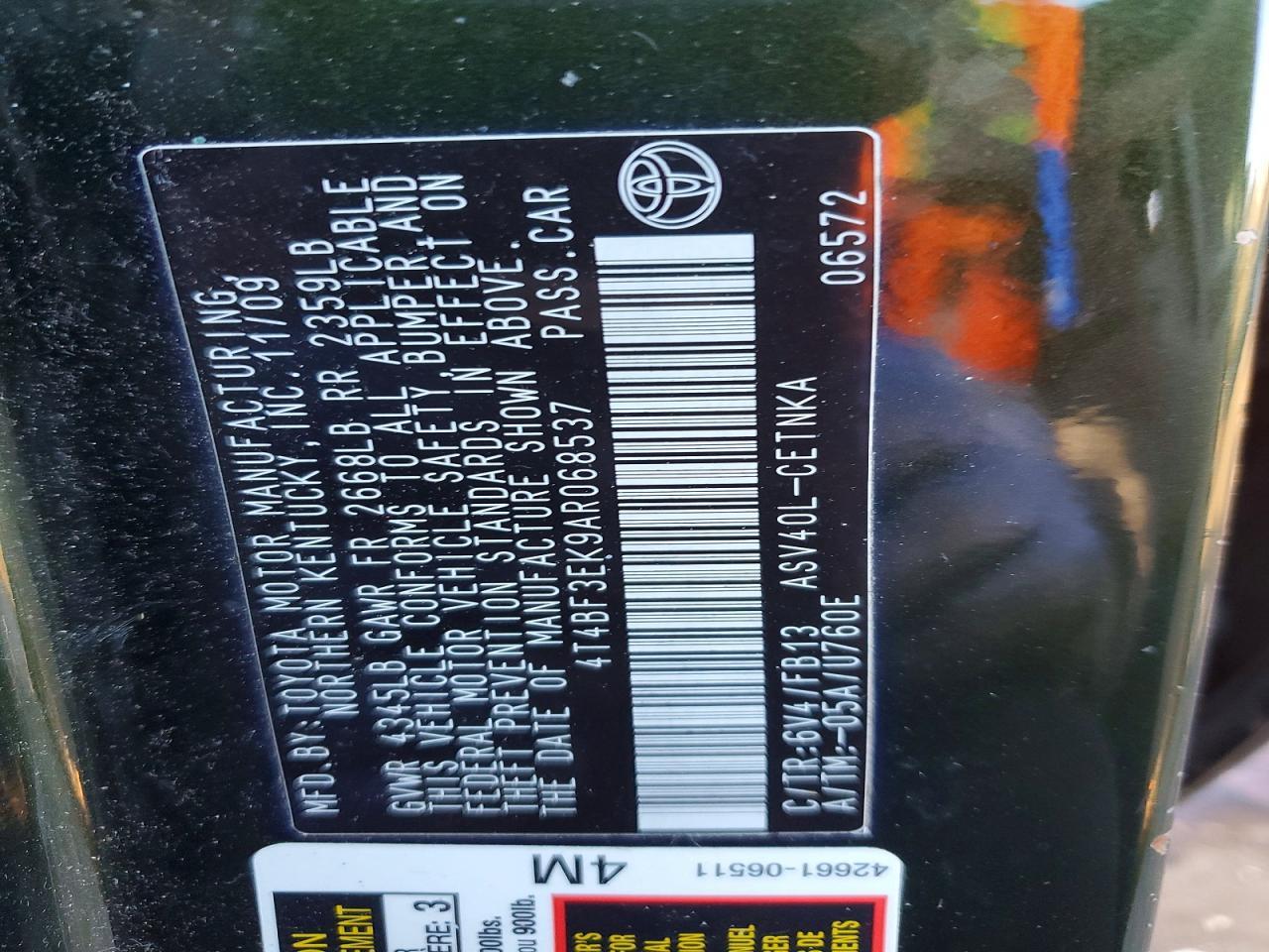 2010 TOYOTA CAMRY