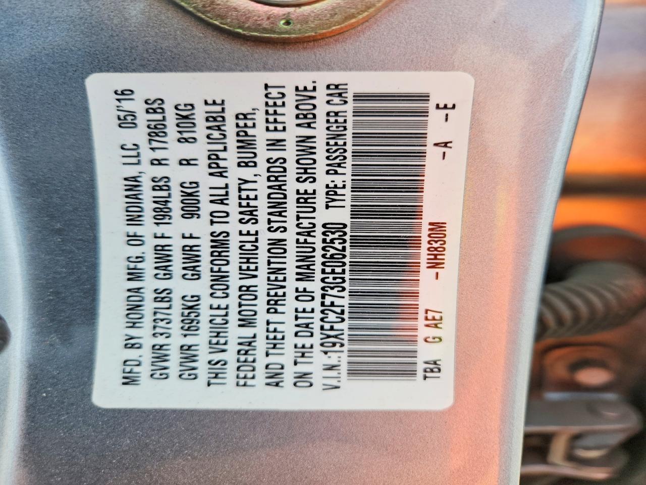 2016 HONDA CIVIC
