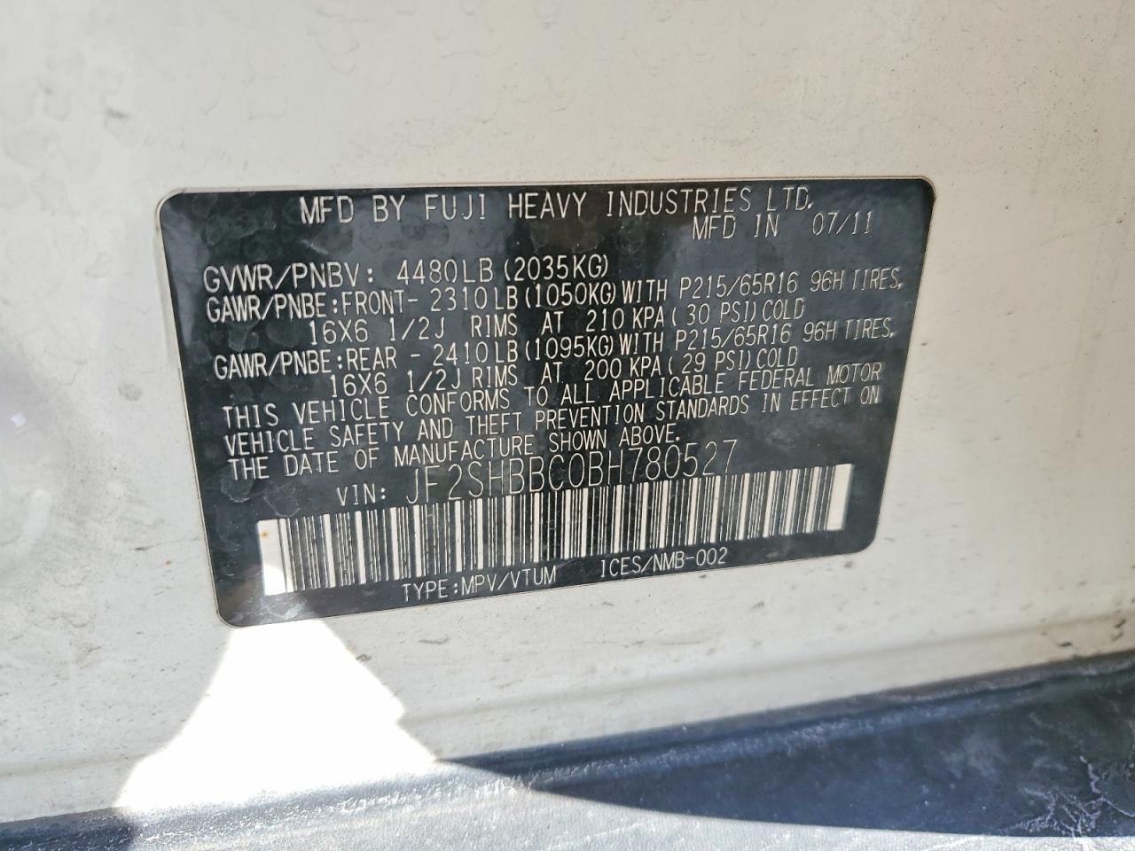 2011 SUBARU FORESTER