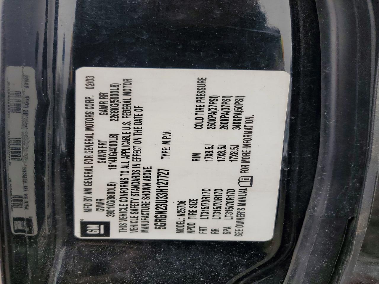 2003 HUMMER H2