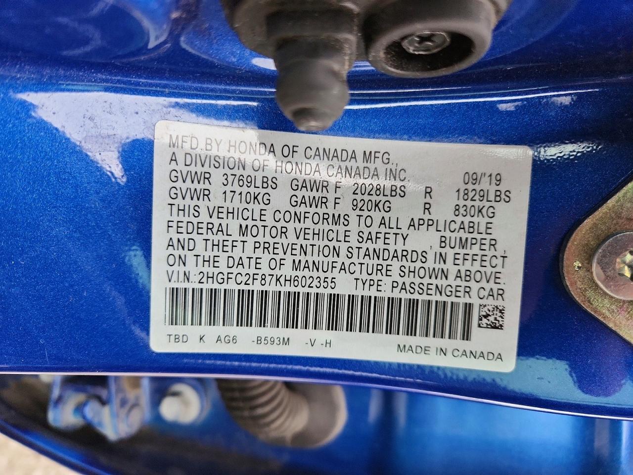 2019 HONDA CIVIC