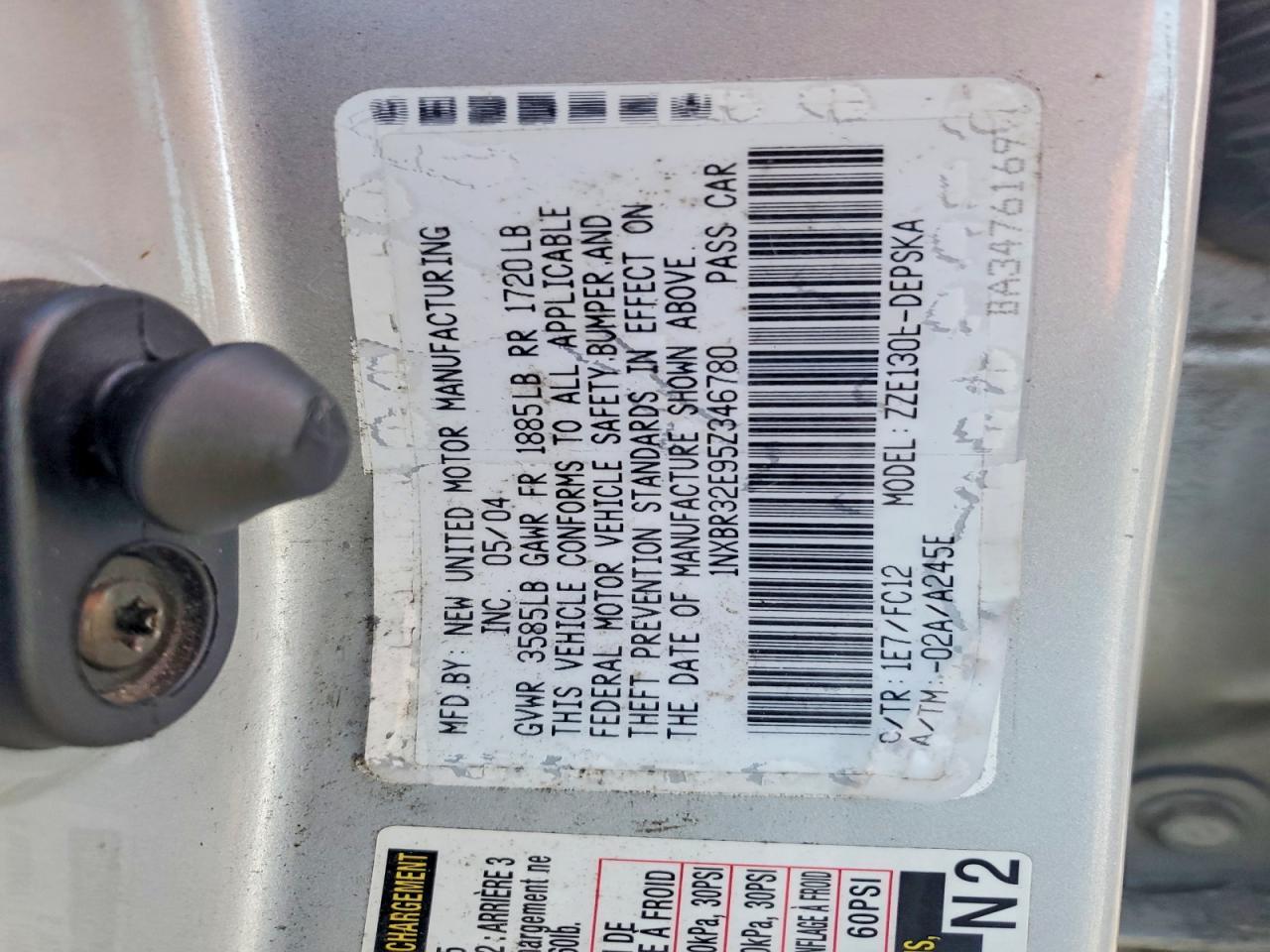 2005 TOYOTA COROLLA