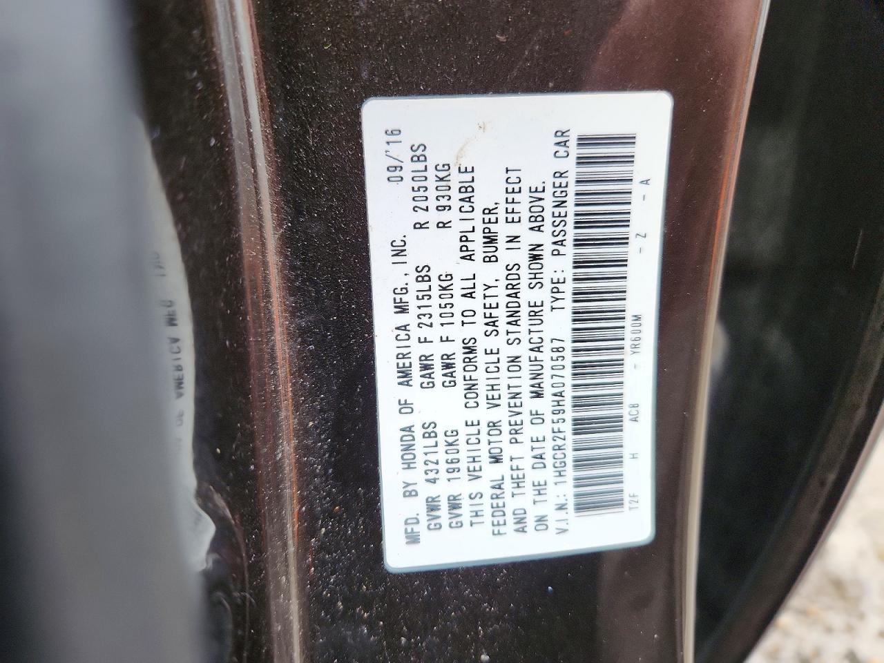 2017 HONDA ACCORD