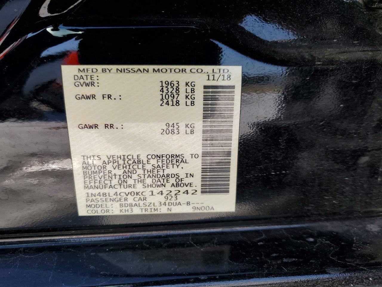 2019 NISSAN ALTIMA