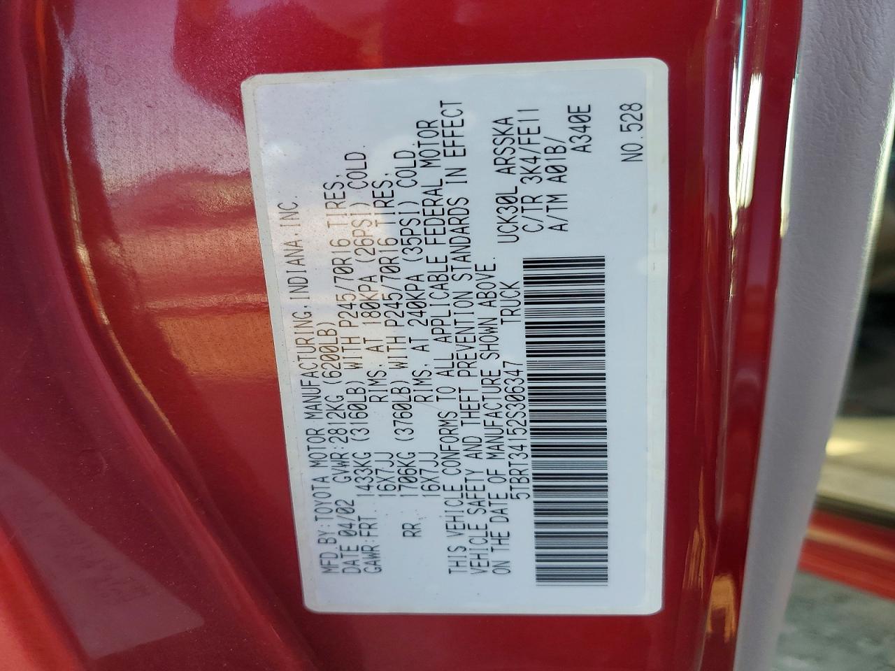 2002 TOYOTA TUNDRA