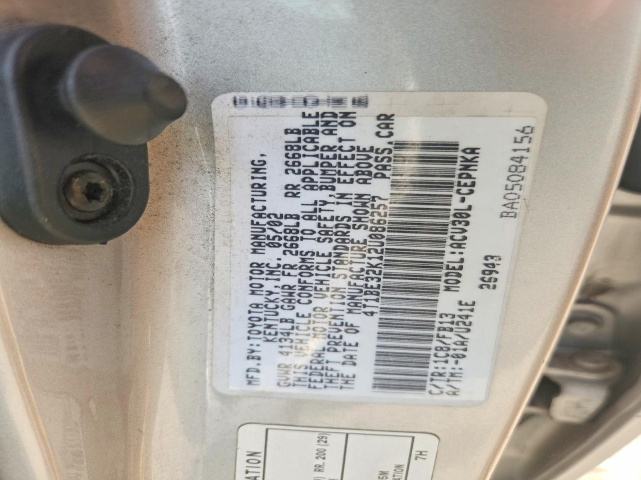 2002 TOYOTA CAMRY