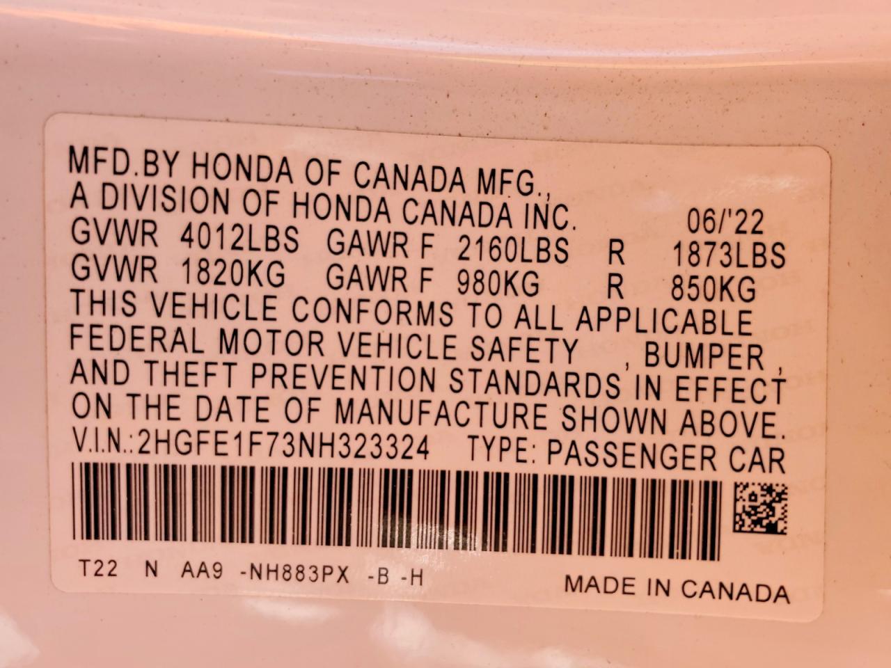2022 HONDA CIVIC
