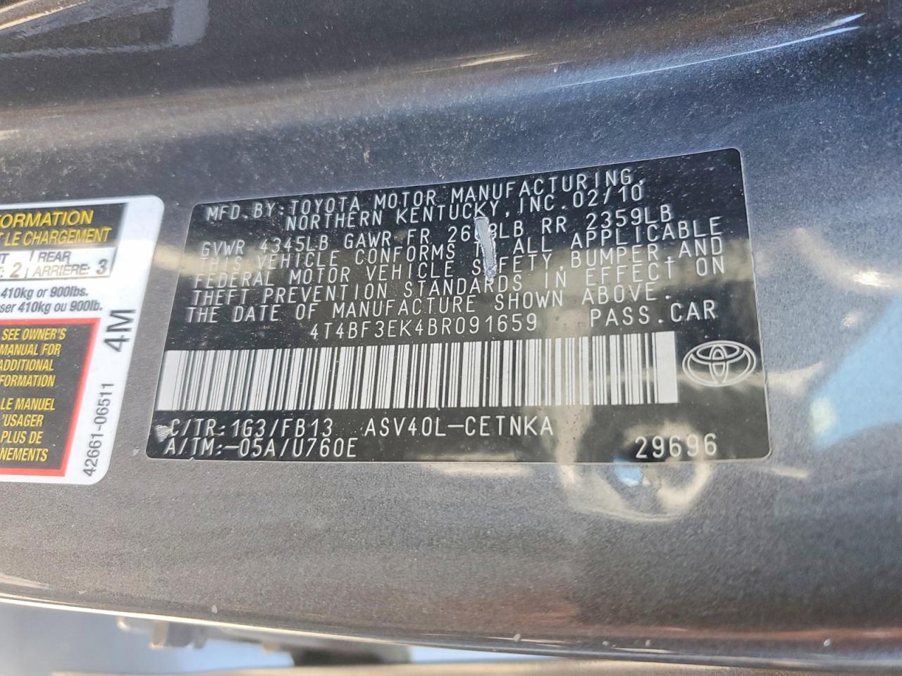 2011 TOYOTA CAMRY