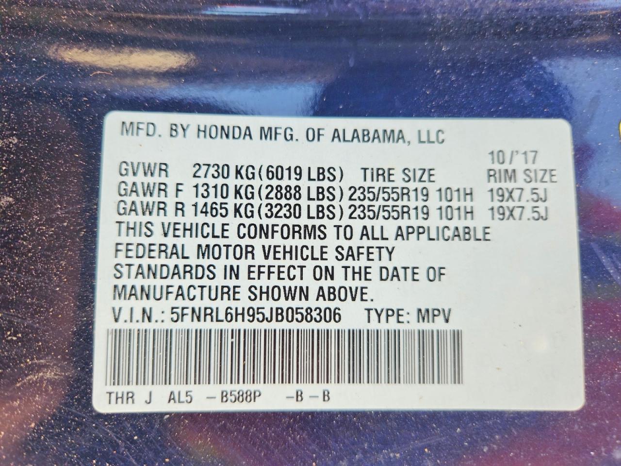 2018 HONDA ODYSSEY