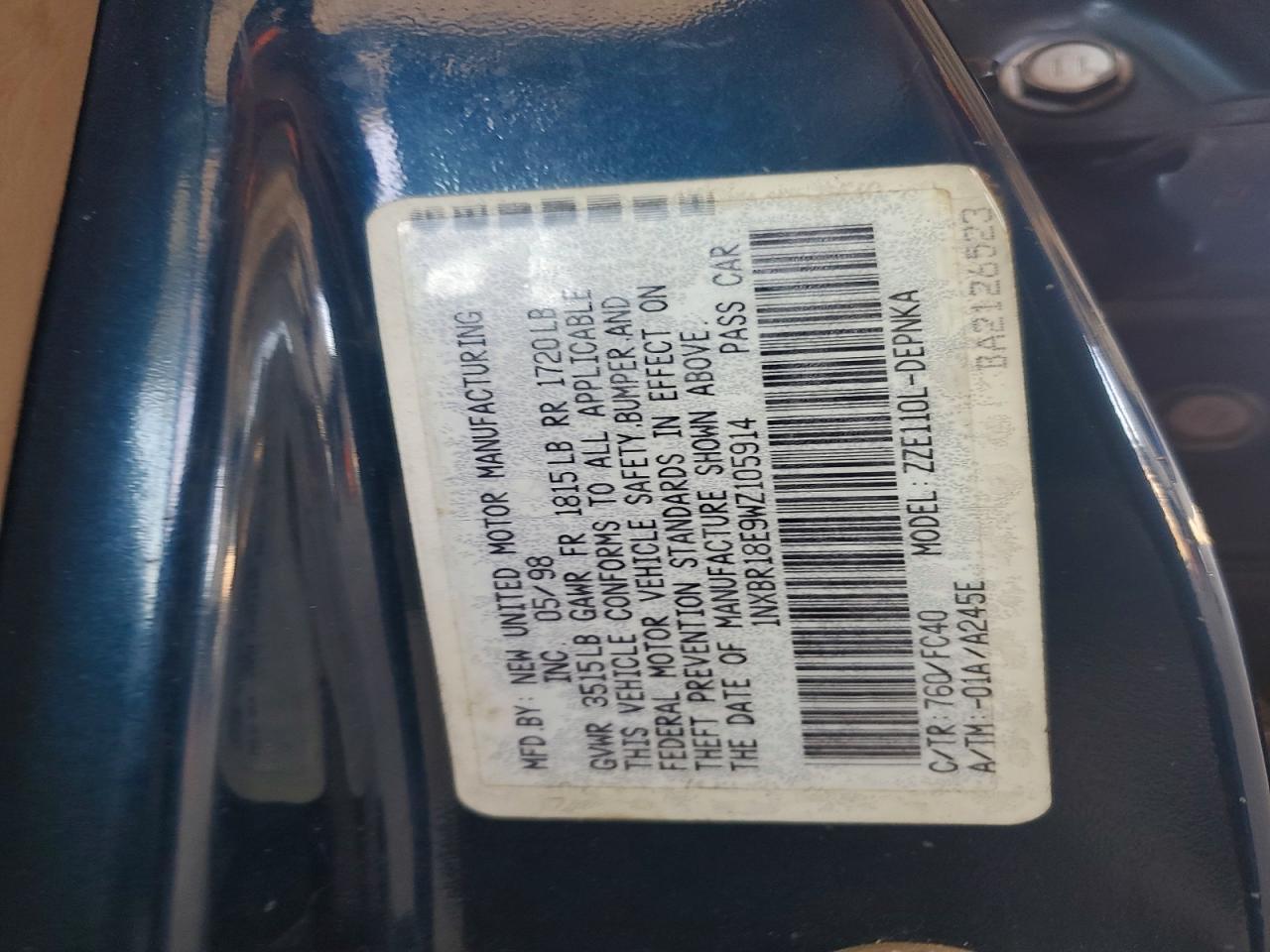 1998 TOYOTA COROLLA