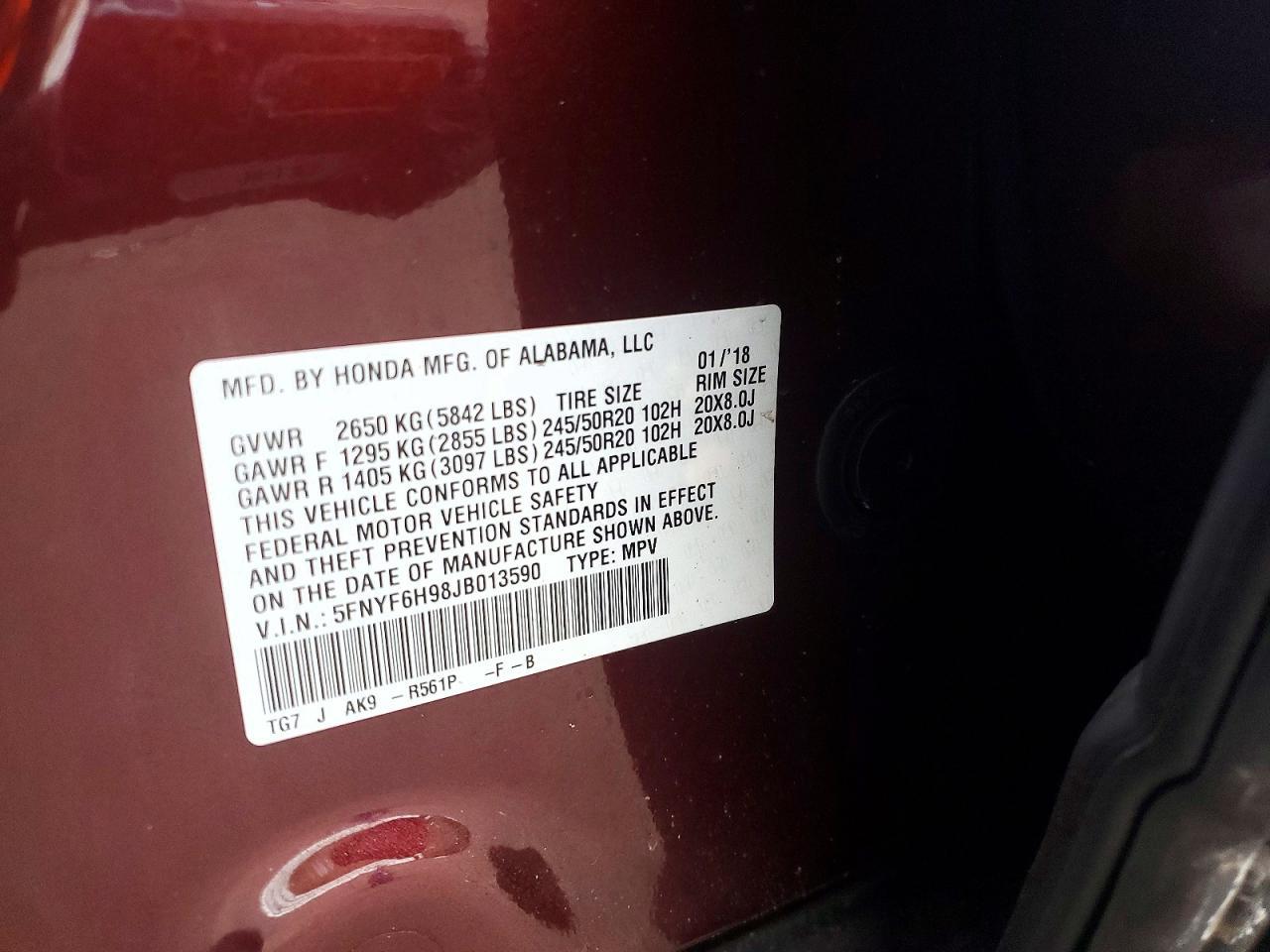 2018 HONDA PILOT