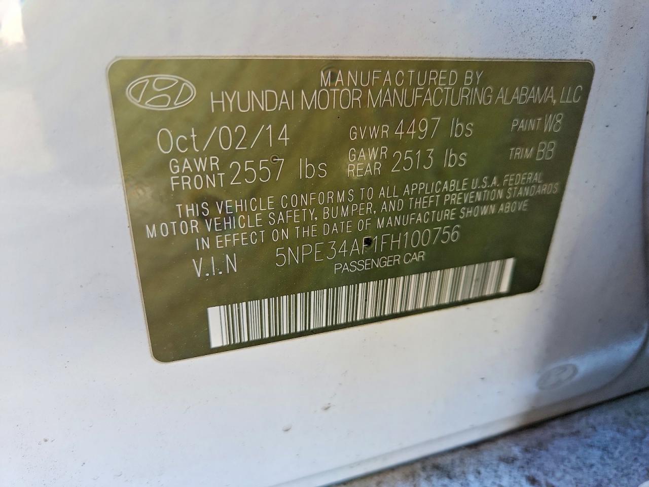 2015 HYUNDAI SONATA