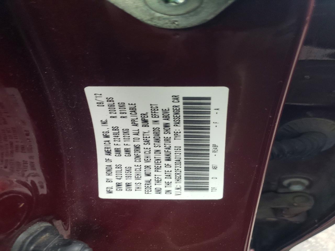 2013 HONDA ACCORD