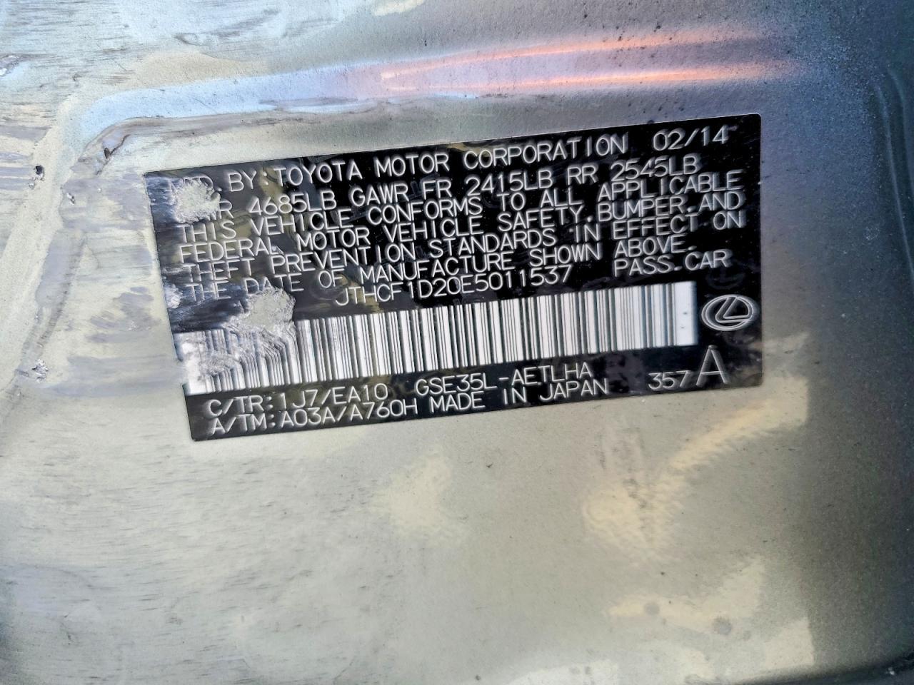 2014 LEXUS IS 250