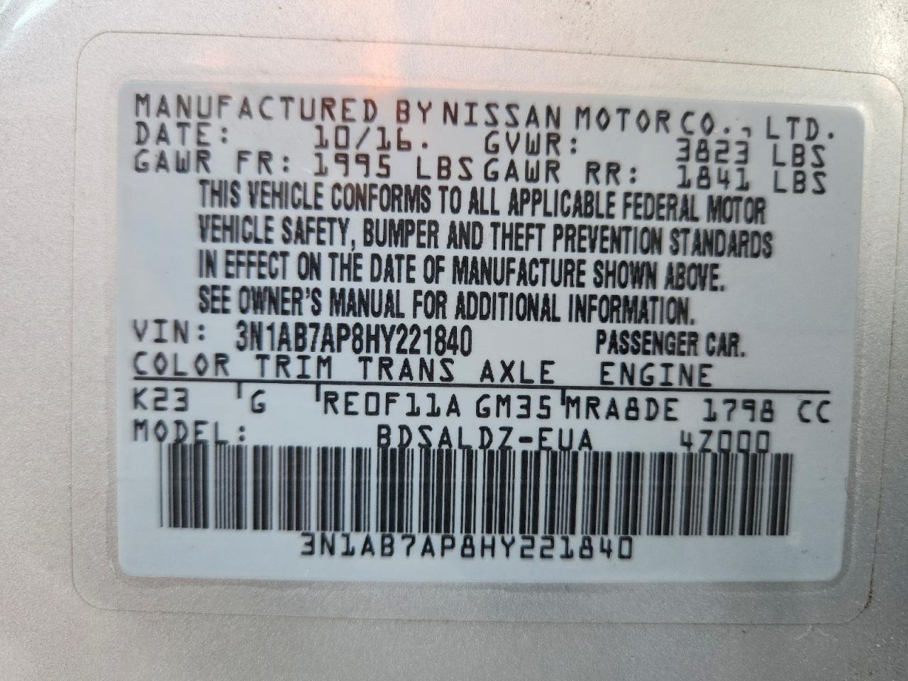 2017 NISSAN SENTRA