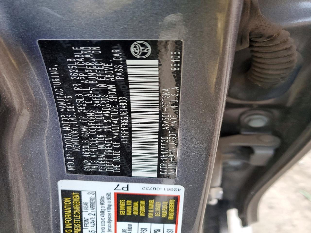 2016 TOYOTA CAMRY