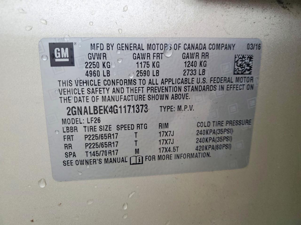 2016 CHEVROLET EQUINOX