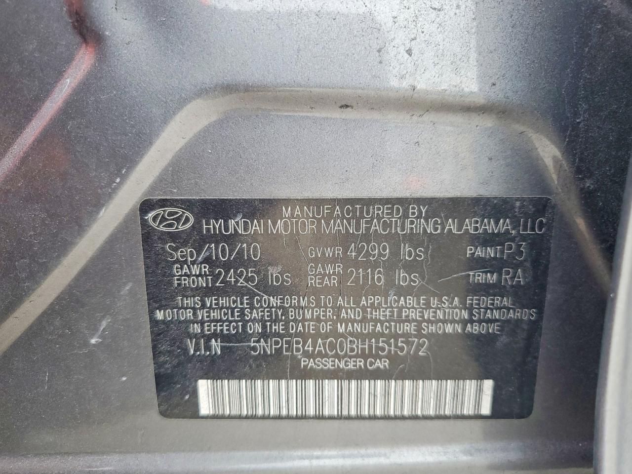 2011 HYUNDAI SONATA