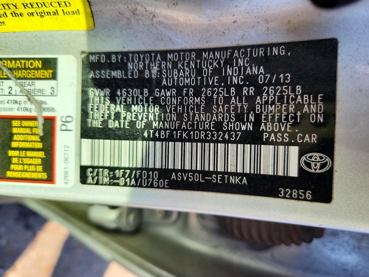 2013 TOYOTA CAMRY