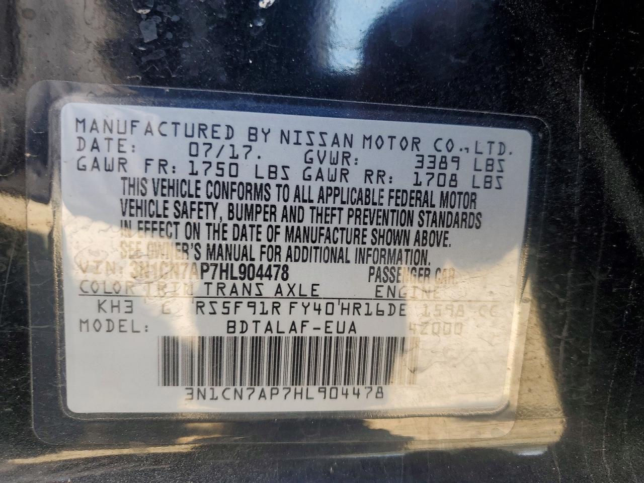 2017 NISSAN VERSA