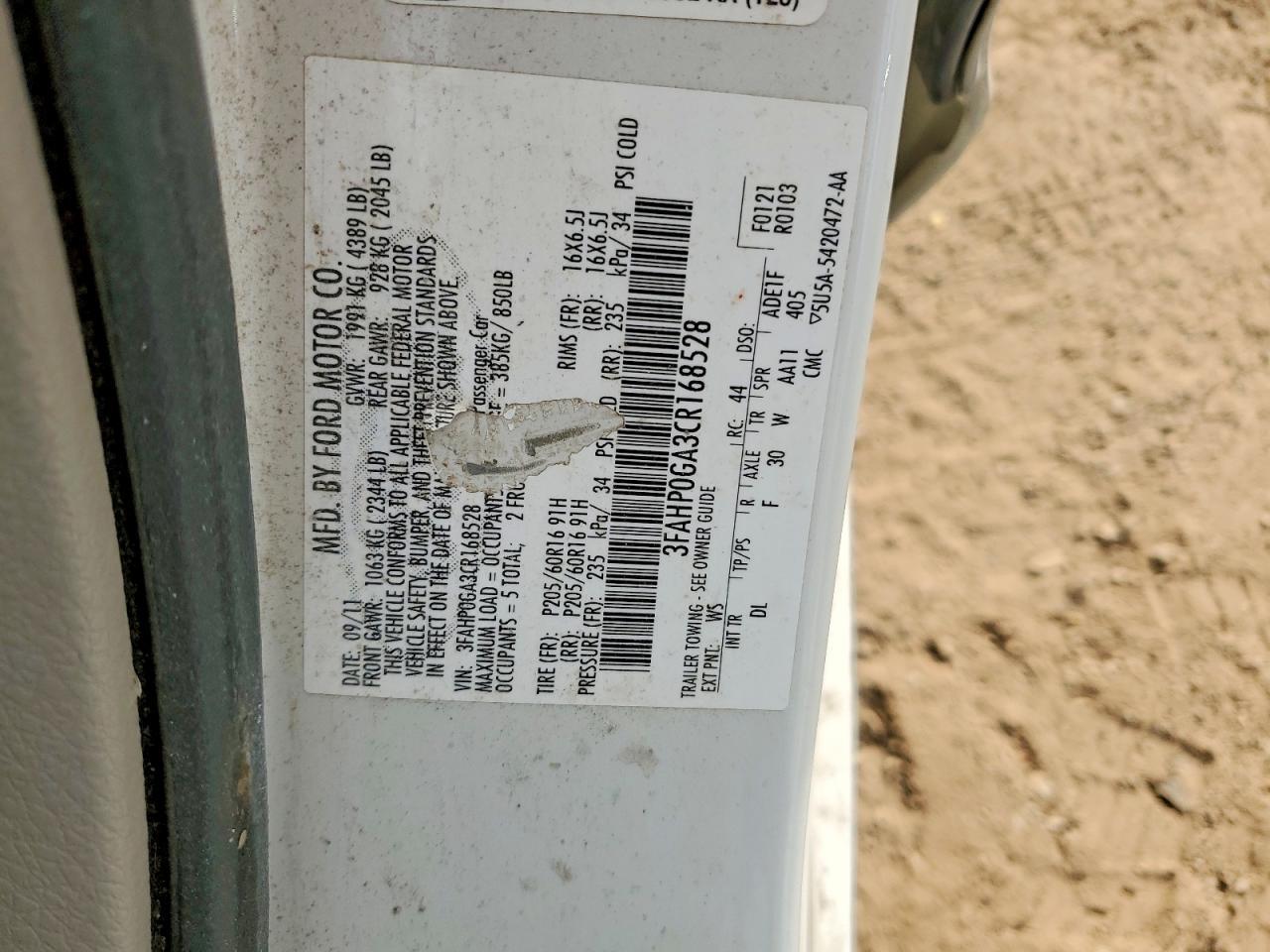 2012 FORD FUSION