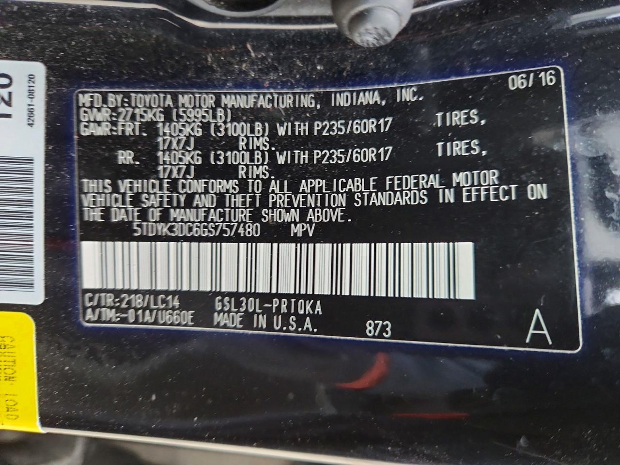 2016 TOYOTA SIENNA