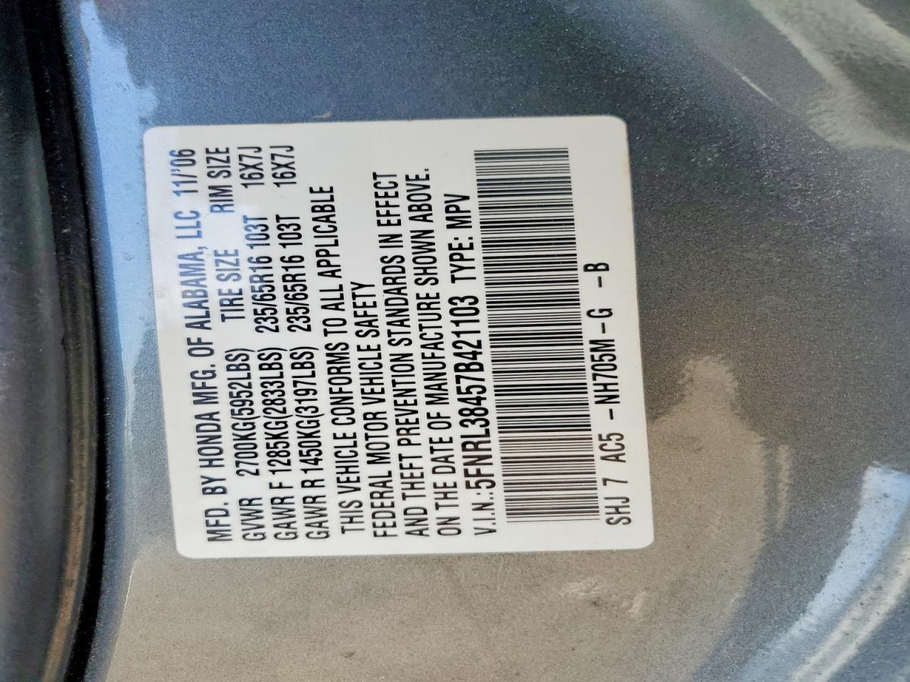 2007 HONDA ODYSSEY