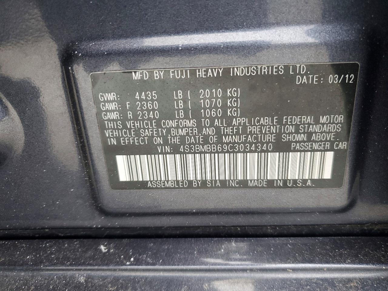2012 SUBARU Legacy