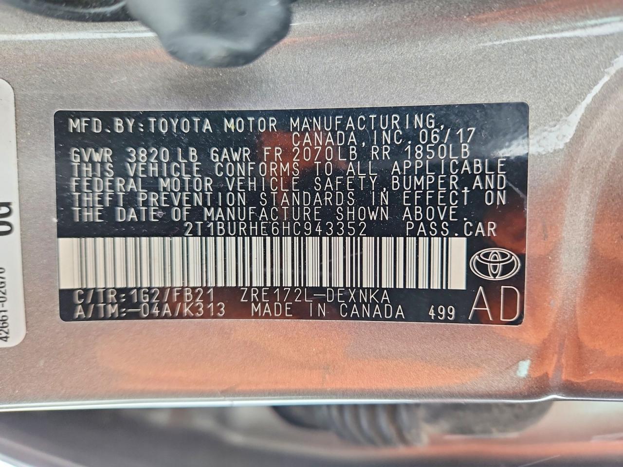 2017 TOYOTA COROLLA