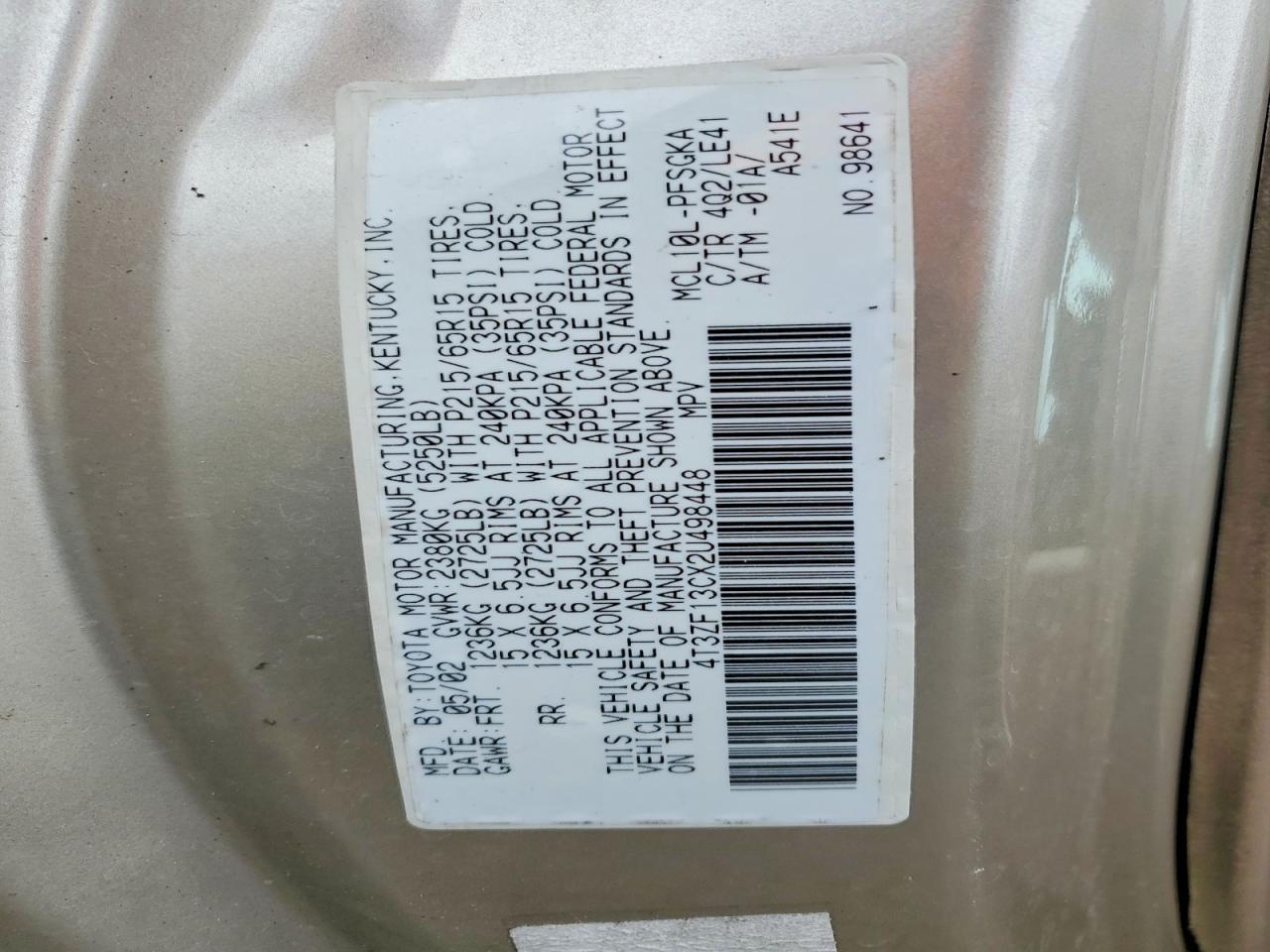2002 TOYOTA SIENNA