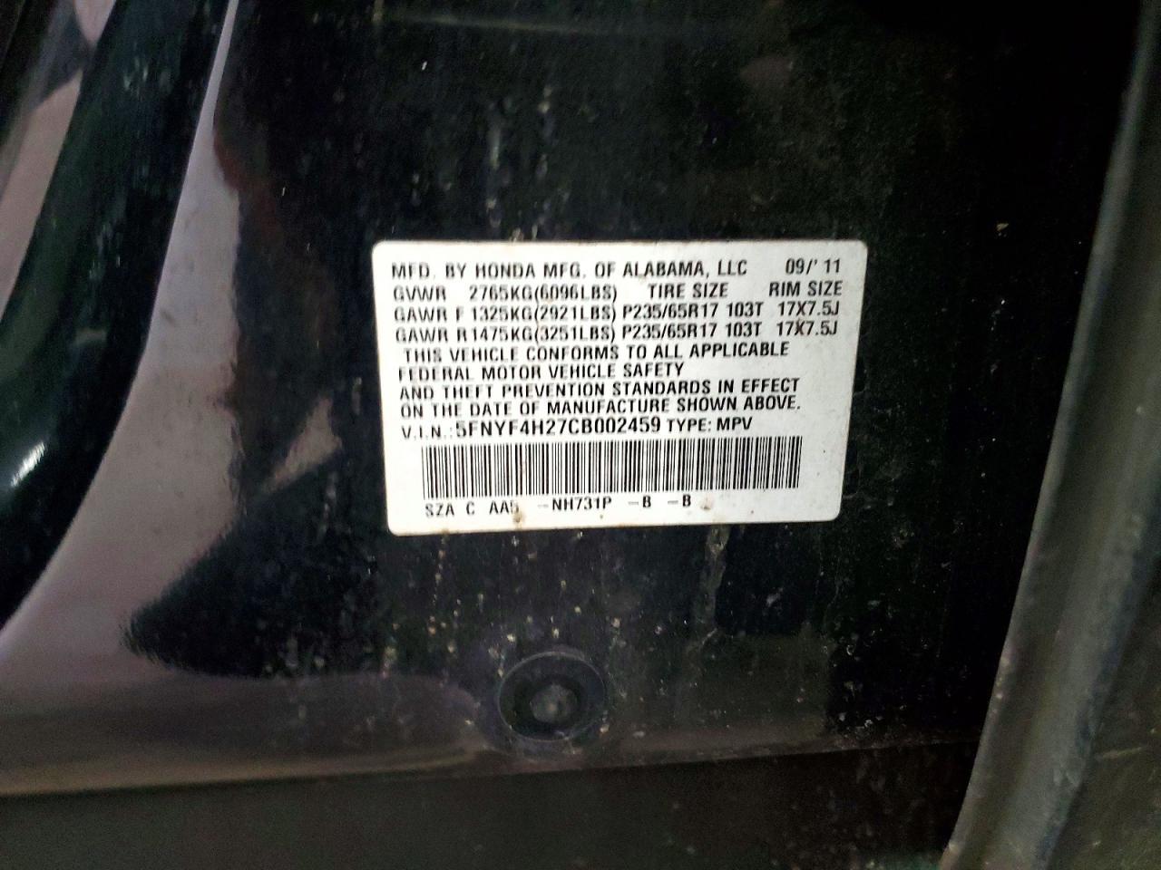 2012 HONDA PILOT