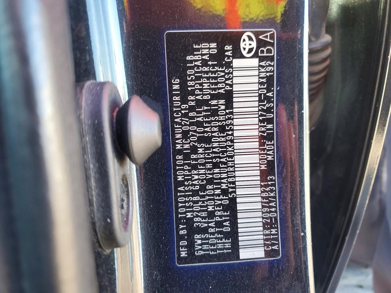 2019 TOYOTA COROLLA