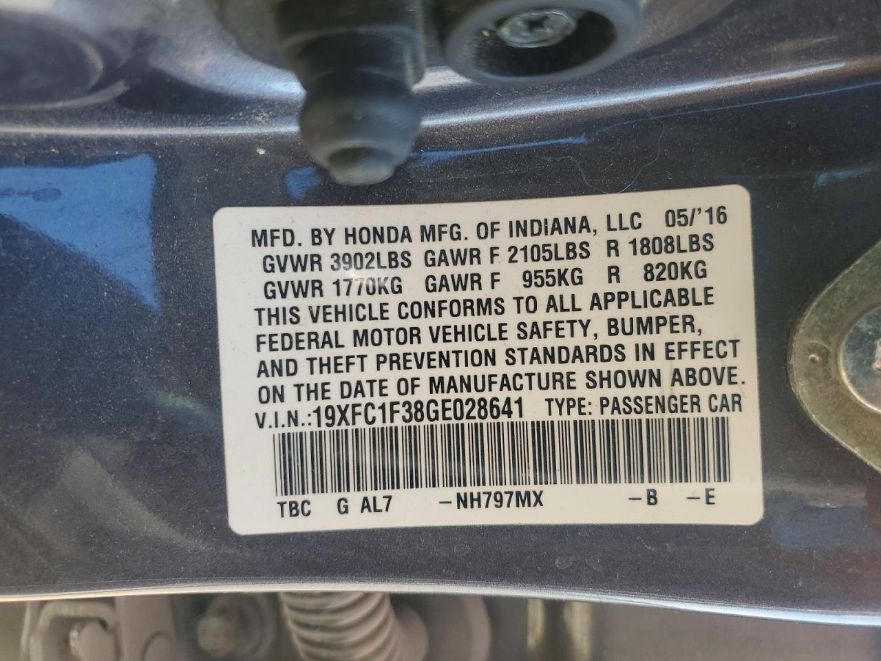 2016 HONDA CIVIC