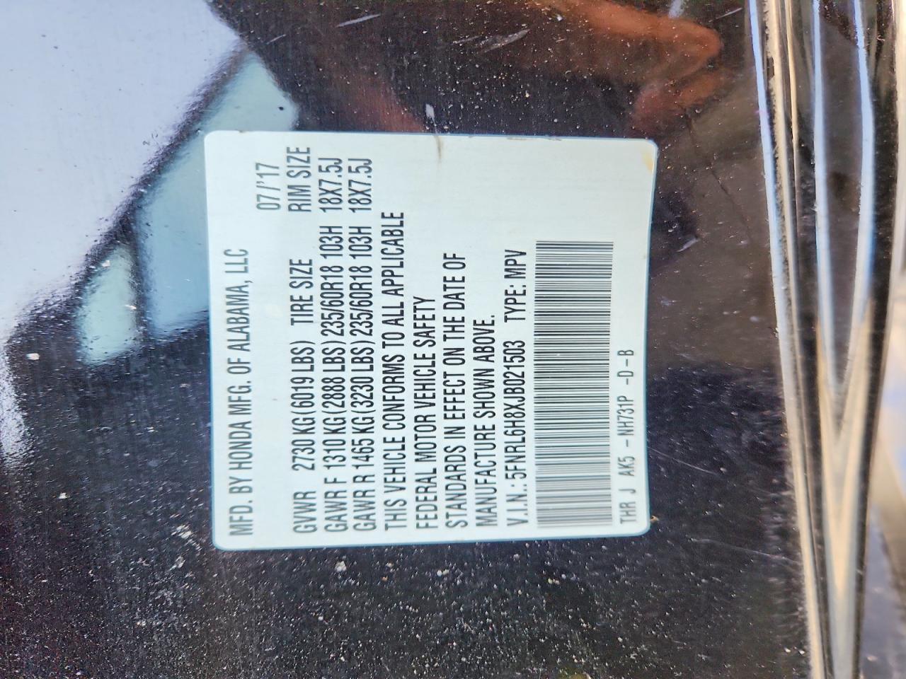 2018 HONDA ODYSSEY