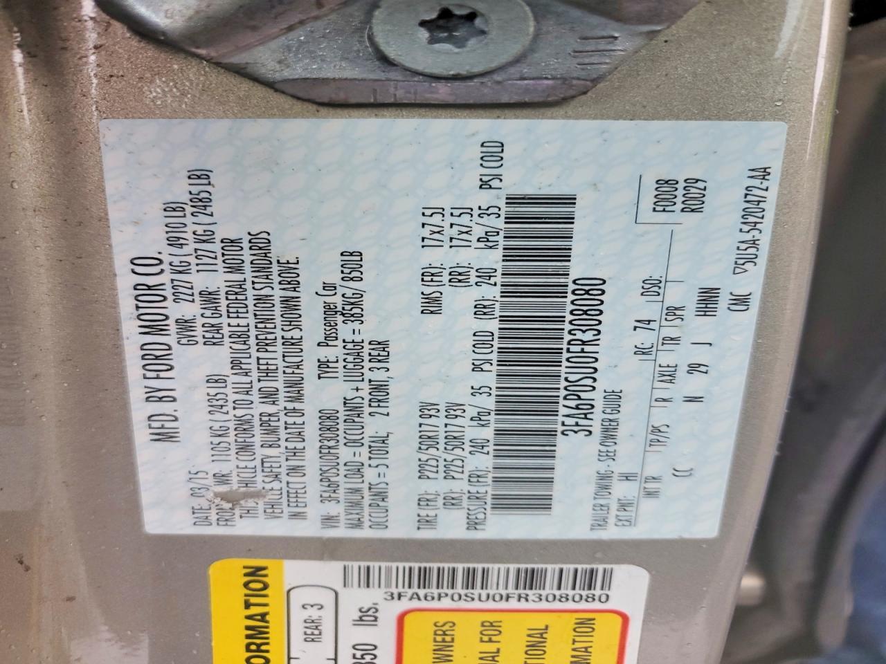 2015 FORD FUSION