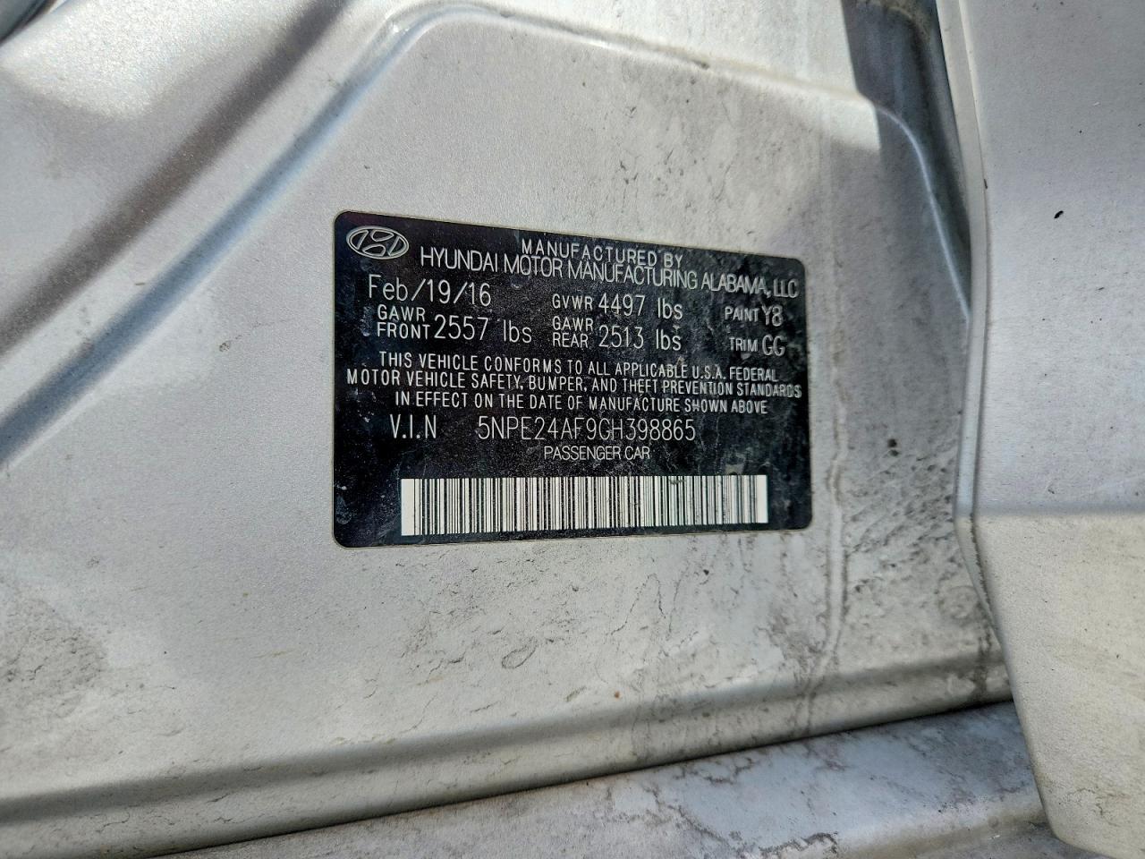 2016 HYUNDAI SONATA