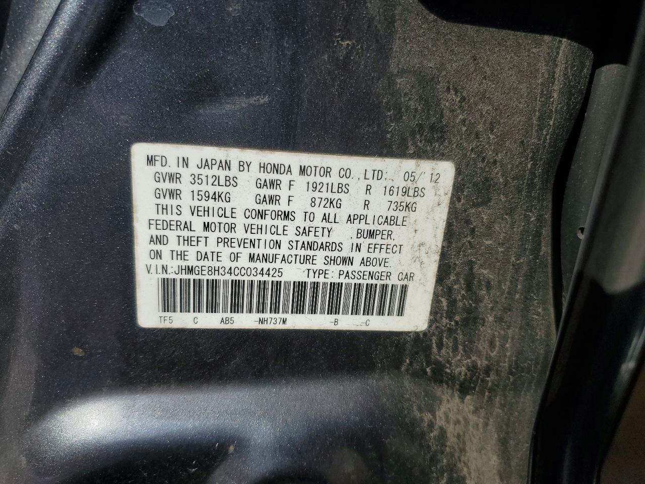 2012 HONDA FIT
