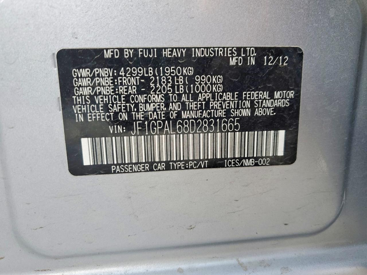 2013 SUBARU IMPREZA