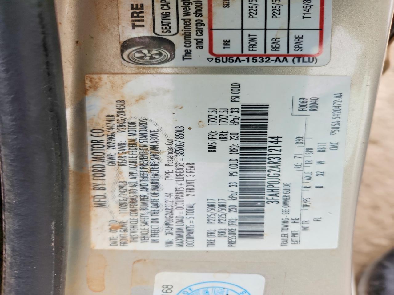 2010 FORD FUSION