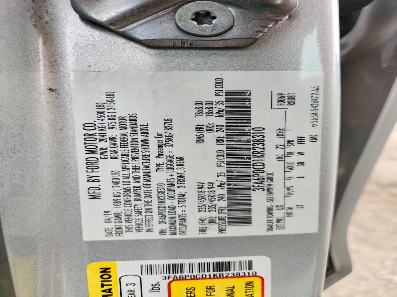 2019 FORD FUSION