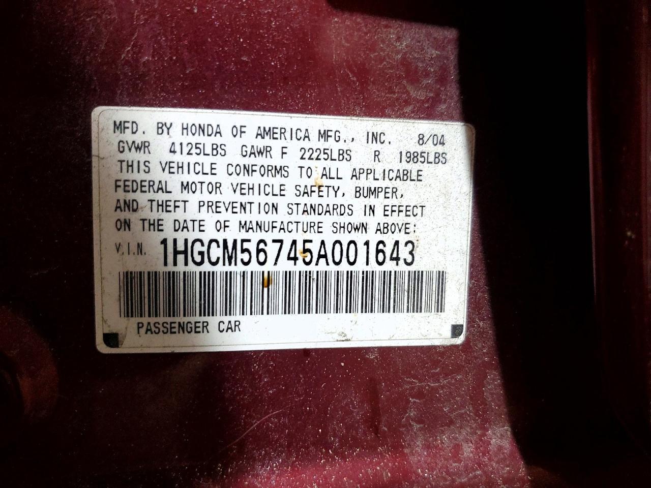 2005 HONDA ACCORD