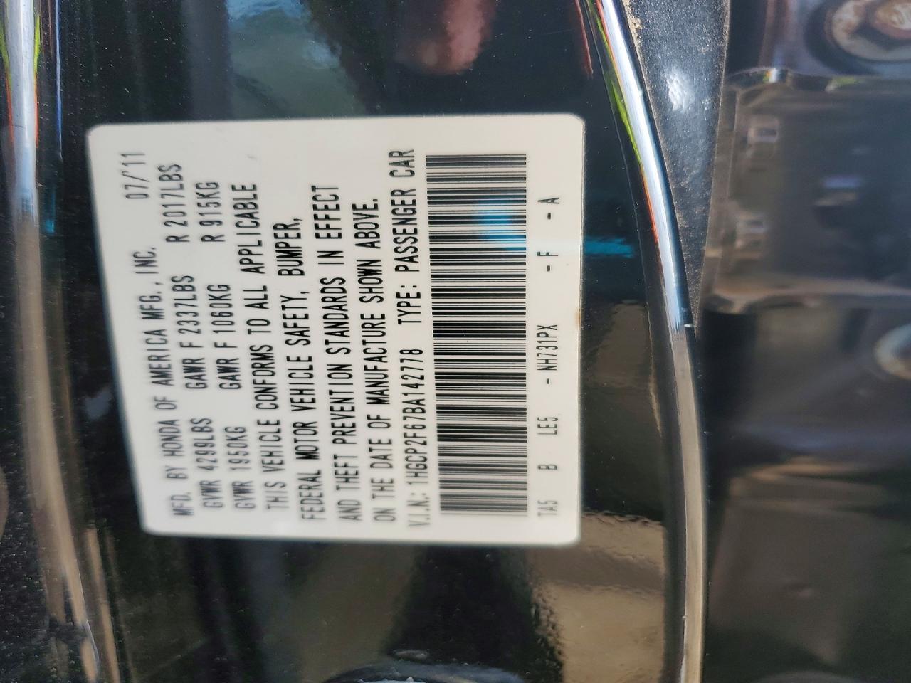 2011 HONDA ACCORD
